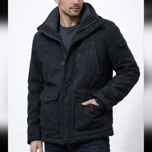 Vintage Abercrombie & FITCH  Grey/ Black Small Wool Blend Coat Herringbone Tweed